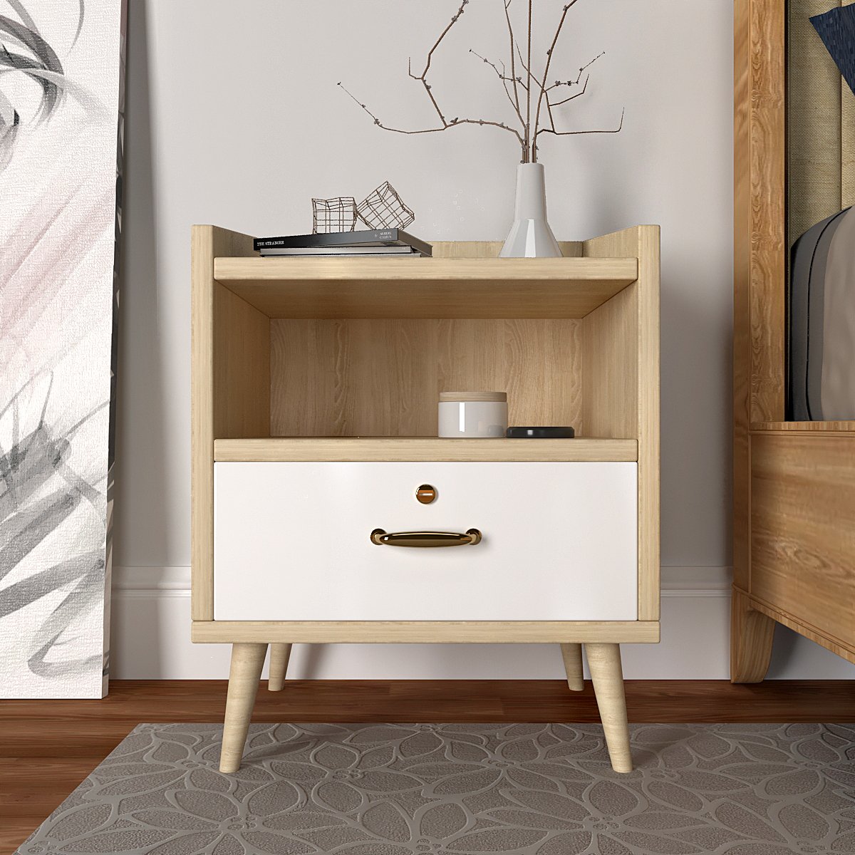 wallmantra-premium-quality-single-drawer-footed-bedside-table-65A7 ⦁ premium wooden furniture in Saharanpur